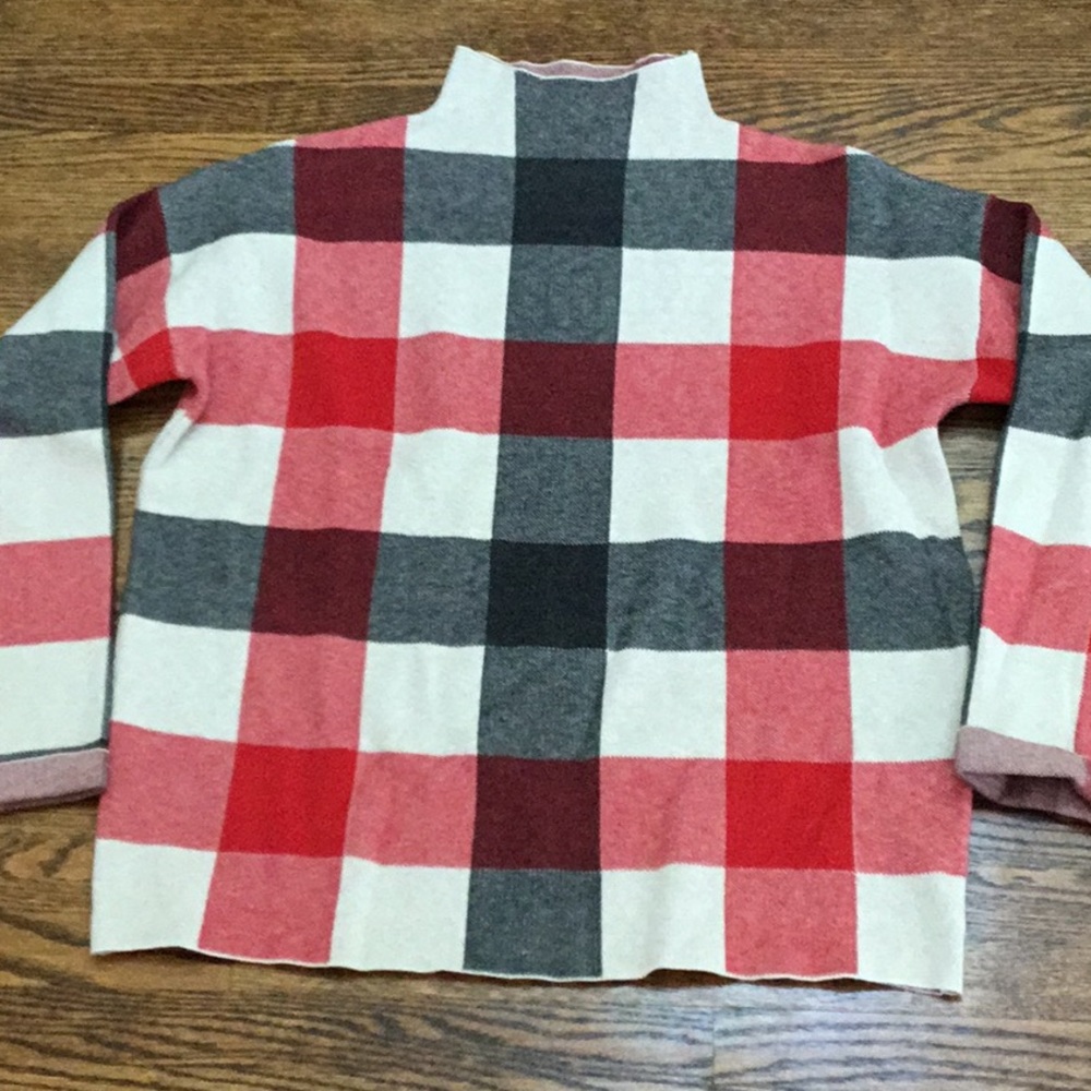 Tahari Red and Black Check Sweater